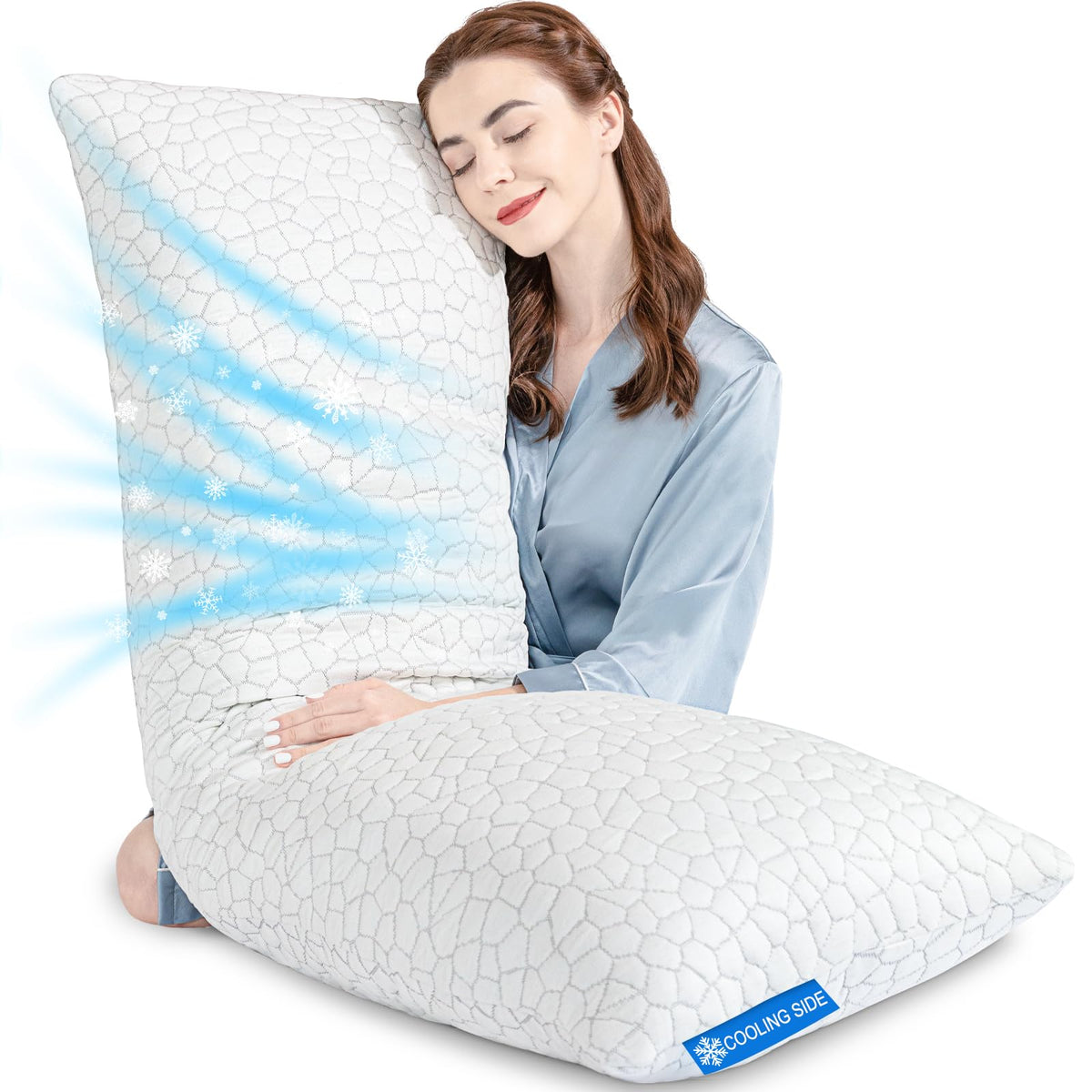 SUPA MODERN cooling bed pillow cover closeup highlights breathable fabric for cooler sleep
