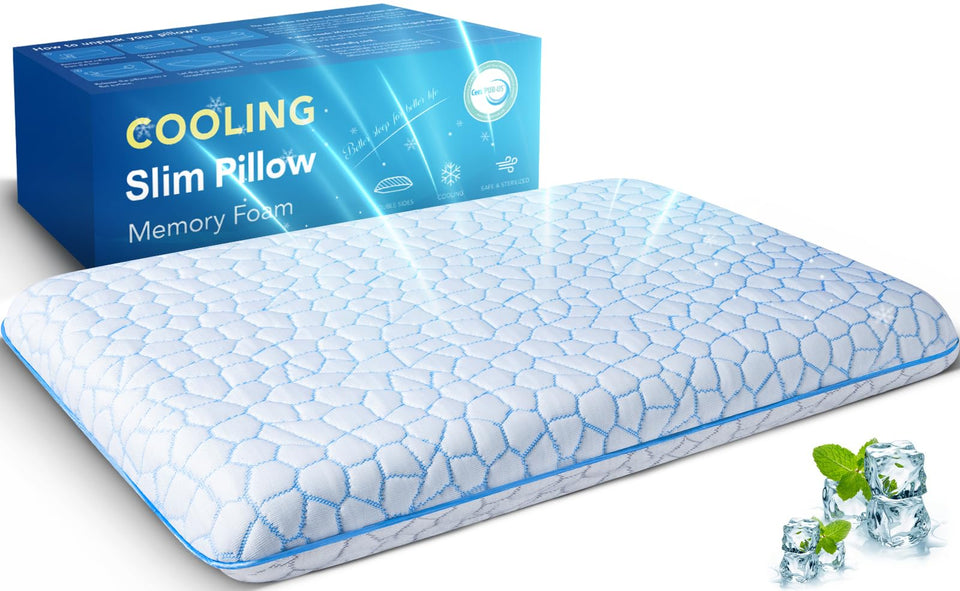SUPA MODERN Ultra Thin Pillow front view highlights low-profile neck support.