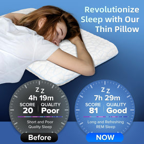 SUPA MODERN Ultra Thin Pillow memory foam core with CertiPUR-US certification.