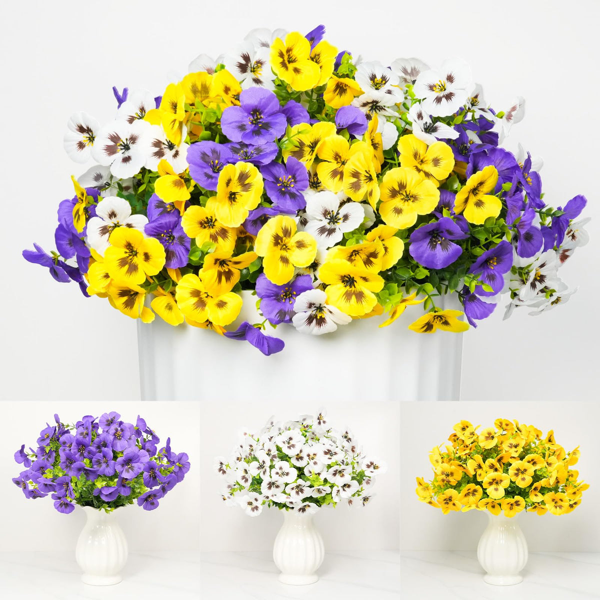 SupBri yellow pansy bundle brightens porches while resisting fading in sunlight