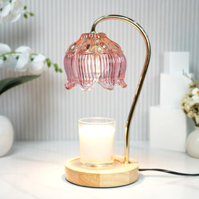 SupBri dimmable flower candle warmer pink for flame-free ambiance