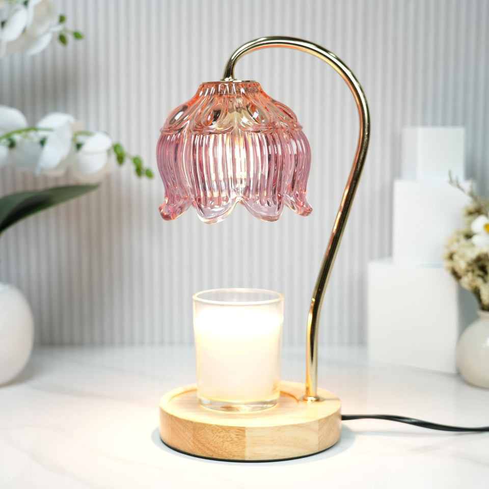 SupBri dimmable flower candle warmer pink for flame-free ambiance