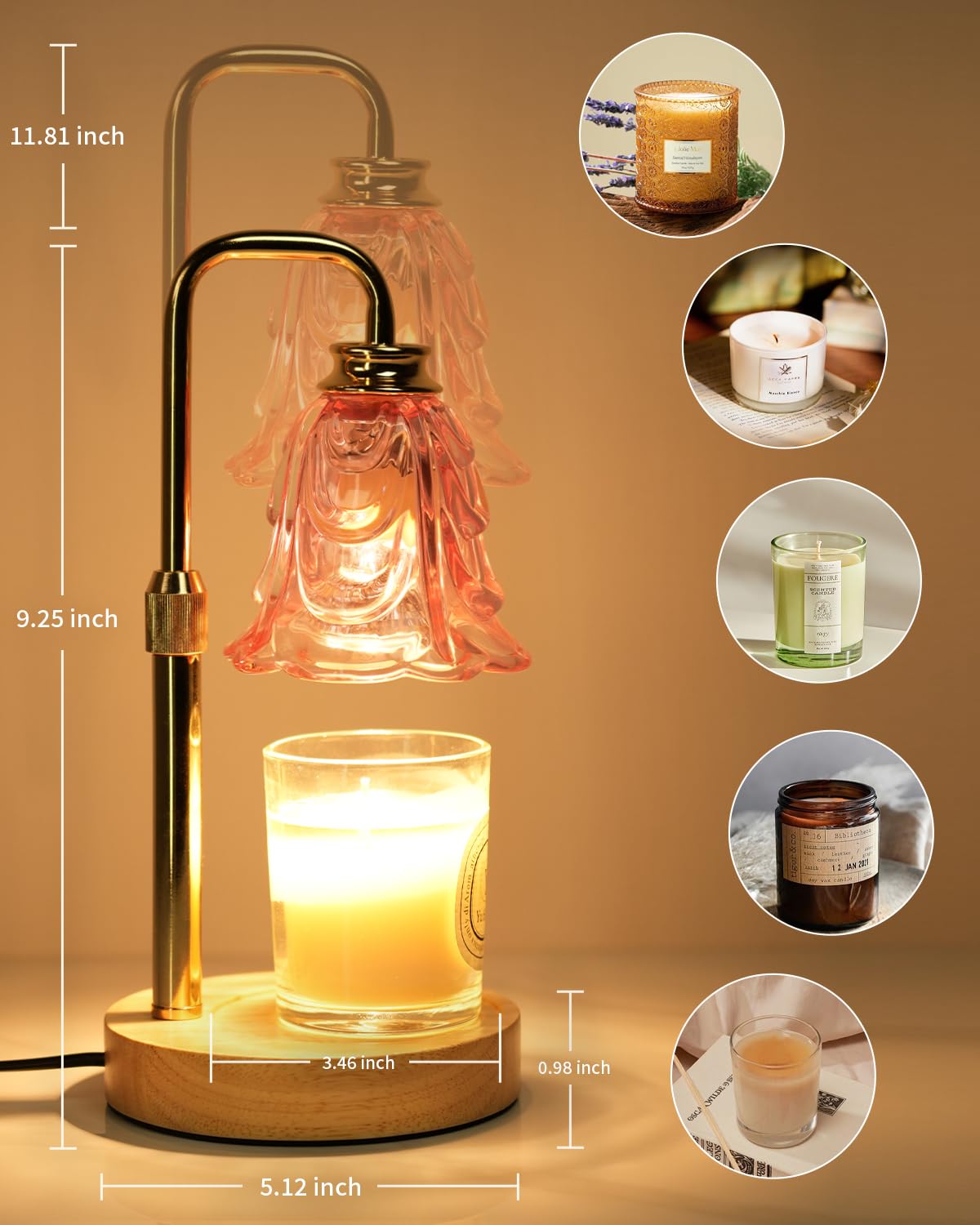 SupBri dimmable flower wax warmer showcases elegant glass petals for cozy ambience.