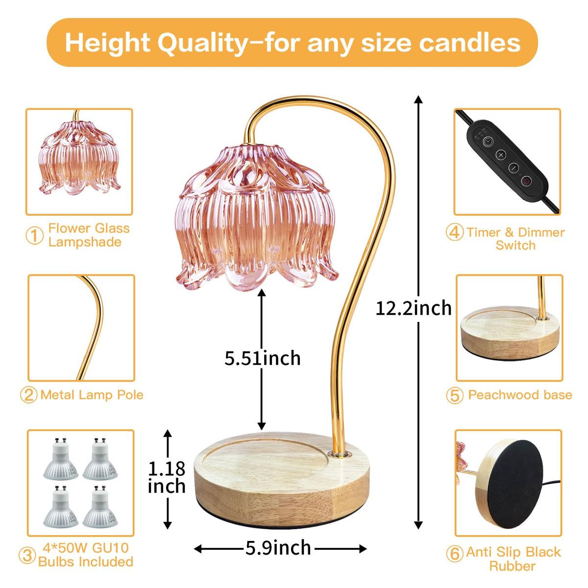 SupBri flower candle warmer pink close-up showing glass bloom design for ambient lighting