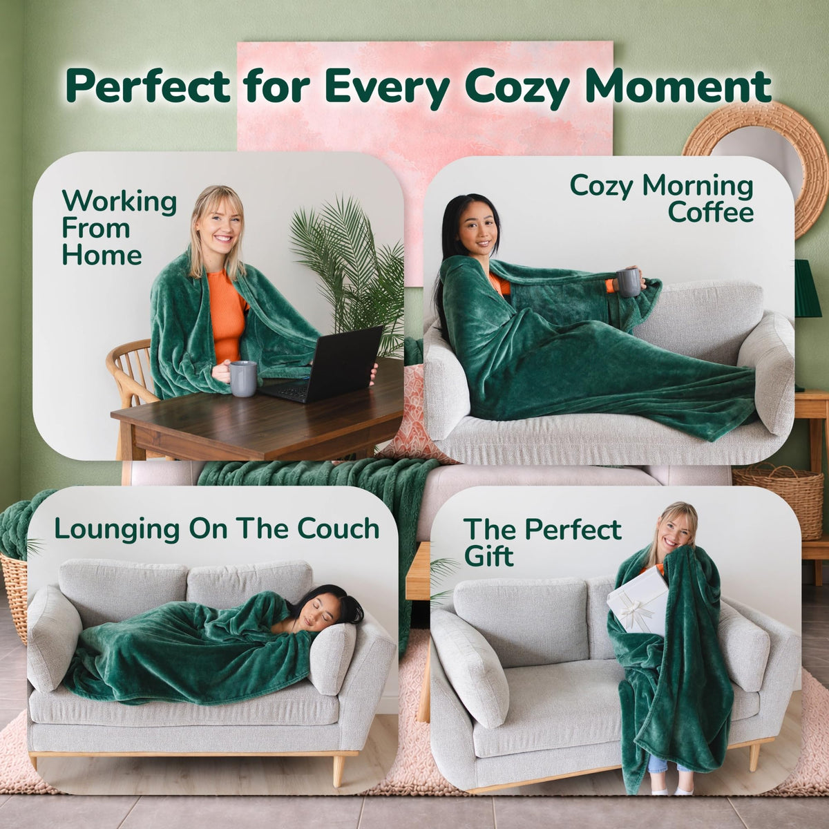 Super Blanky soft cozy quality blanket robe for daily lounging.