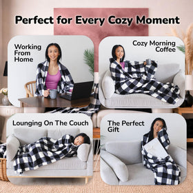 Super Blanky soft fabric wearable blanket feels plush and warm