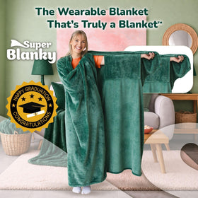 Super Blanky wearable blanket green oversized 70x60 for couch comfort.