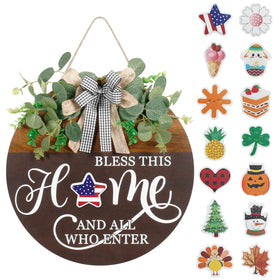 Super Holiday interchangeable seasonal welcome sign front door 12inch for year-round curb appeal