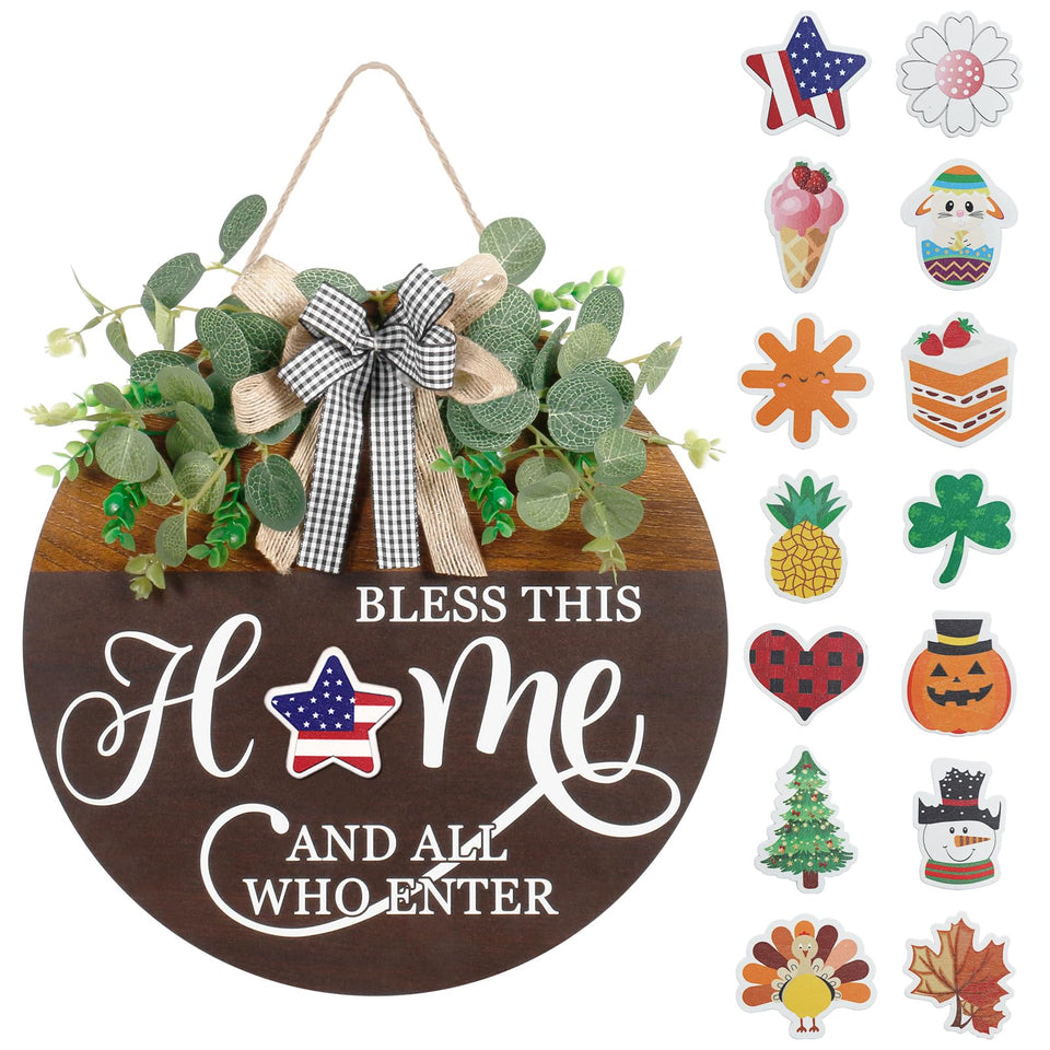 Super Holiday interchangeable seasonal welcome sign front door 12inch for year-round curb appeal