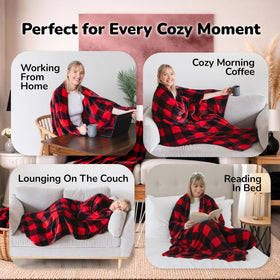 Super Blanky oversized 70 by 60 inches offers roomy warmth on beds.