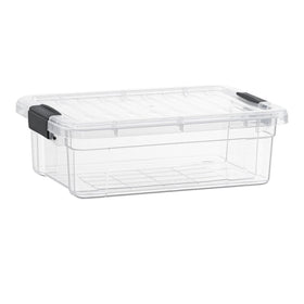 Superio clear storage box with lid—front view shows visibility for quick item checks.