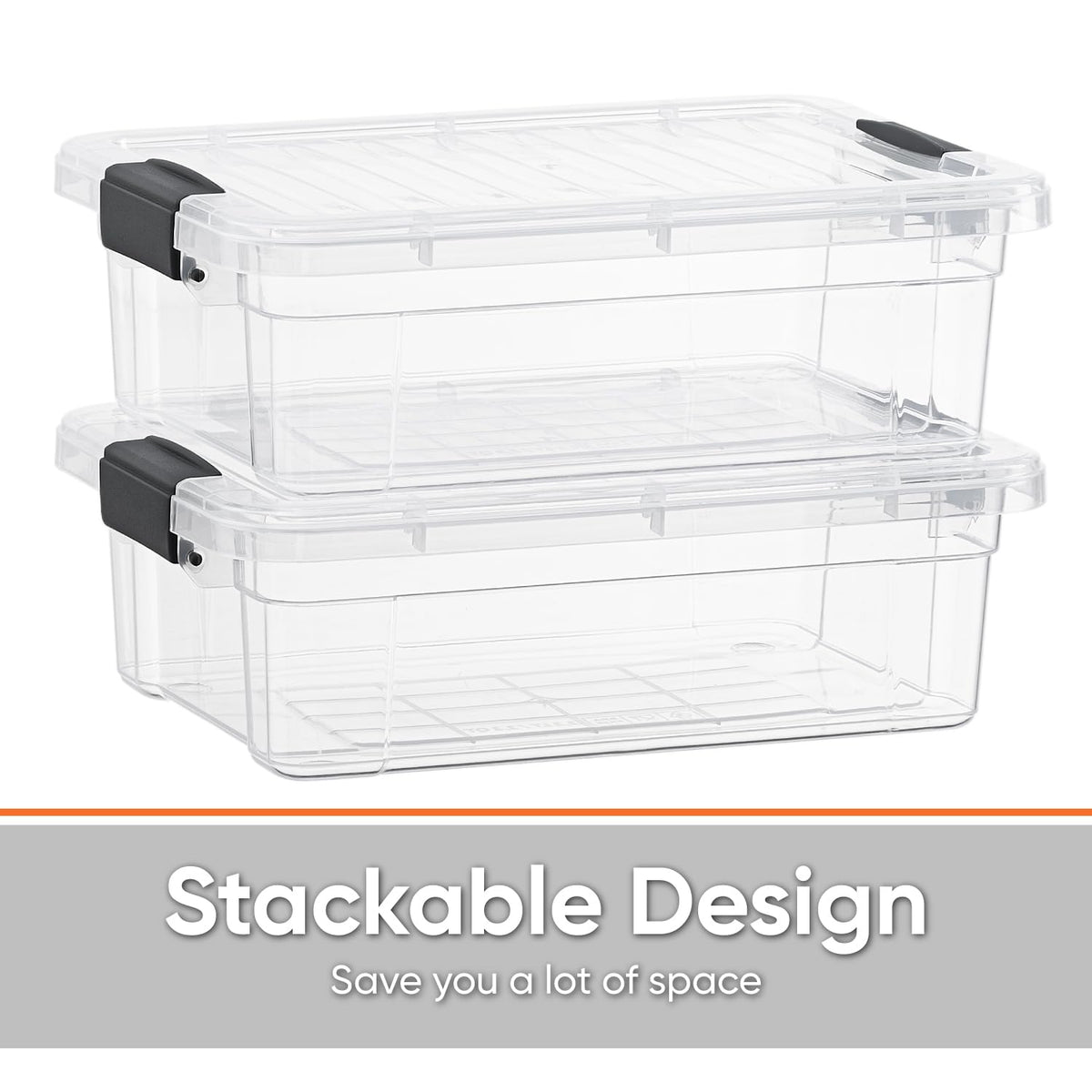 Superio transparent bin lets you identify contents without opening the lid.