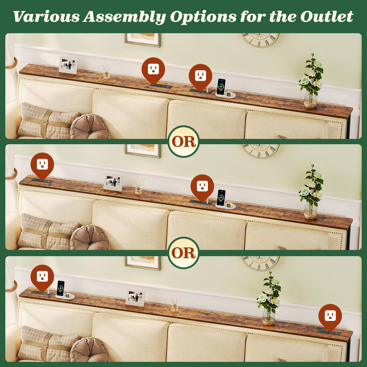 SUPERJARE 1063-inch sofa table showing anti-tip kit for stable placement.