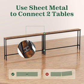 SUPERJARE 1063-inch sofa table in rustic brown finish enhances living spaces.