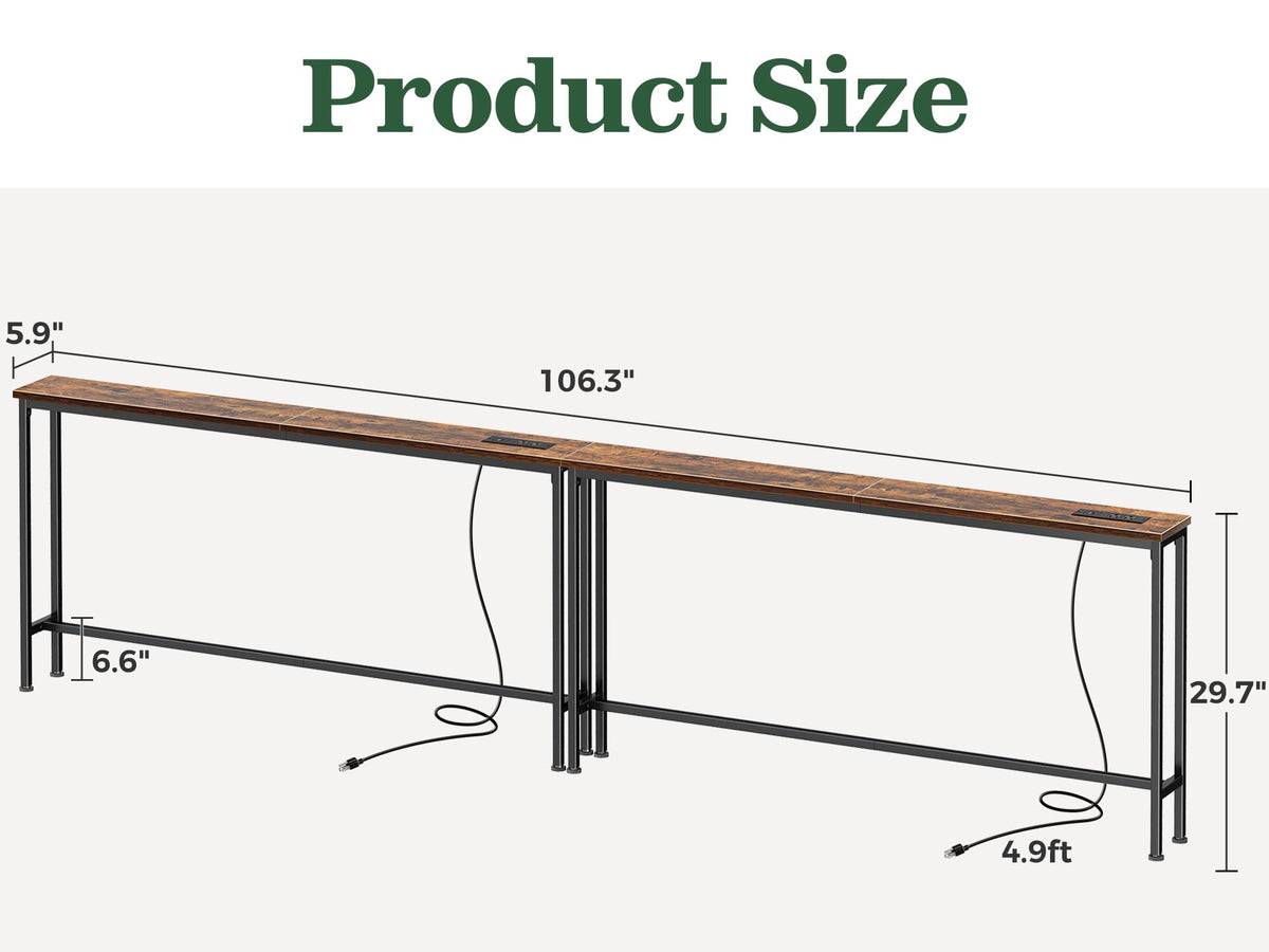 SUPERJARE 1063-inch sofa table uses a sheet metal connector to join two units.