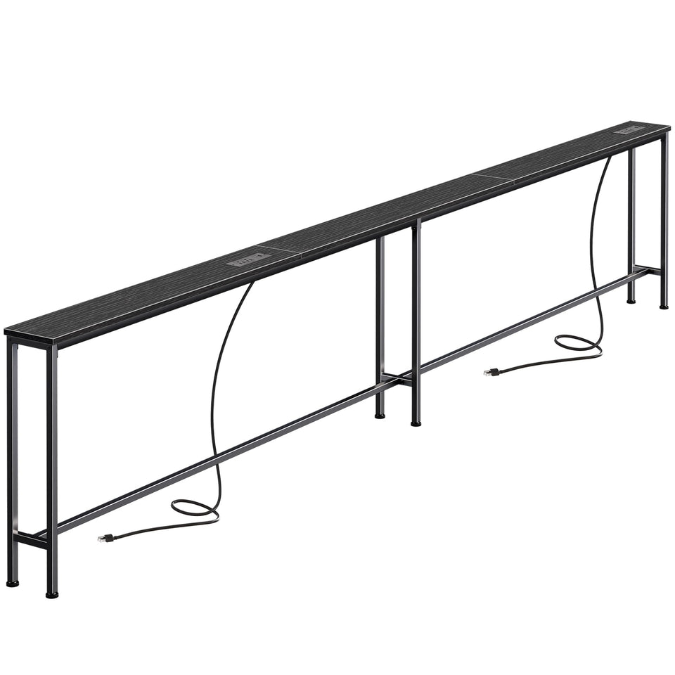SUPERJARE 110-2 inch sofa table with power outlets, ideal for charging devices while lounging.