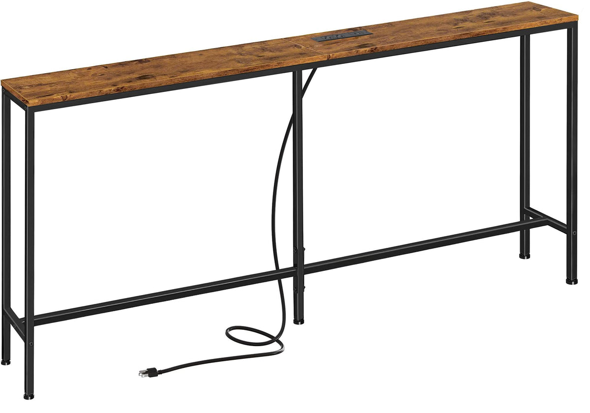 SuperJARE 70-inch console table with outlets for convenient charging in living spaces.