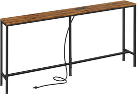 SuperJARE 70-inch console table with outlets for convenient charging in living spaces.