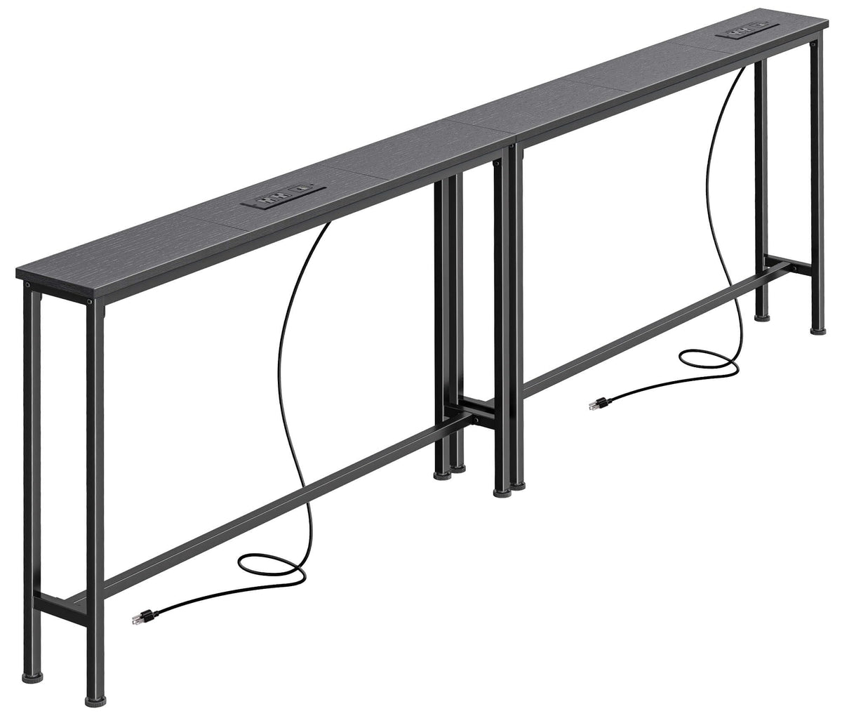 Superjare 78.8-inch narrow console table with outlets for easy sofa-side charging.