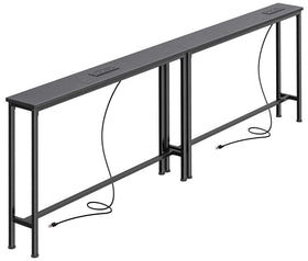 Superjare 78.8-inch narrow console table with outlets for easy sofa-side charging.