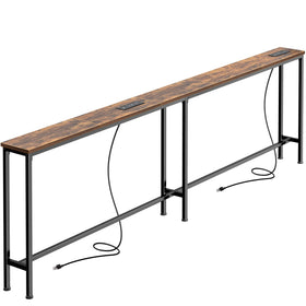 SUPERJARE 79 inch sofa table showing power outlets for easy charging