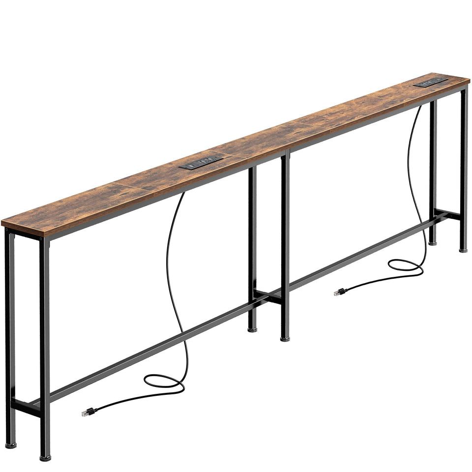 SUPERJARE 79 inch sofa table showing power outlets for easy charging