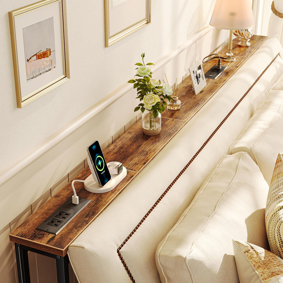 SUPERJARE 79 inch sofa table with USB C ports for devices
