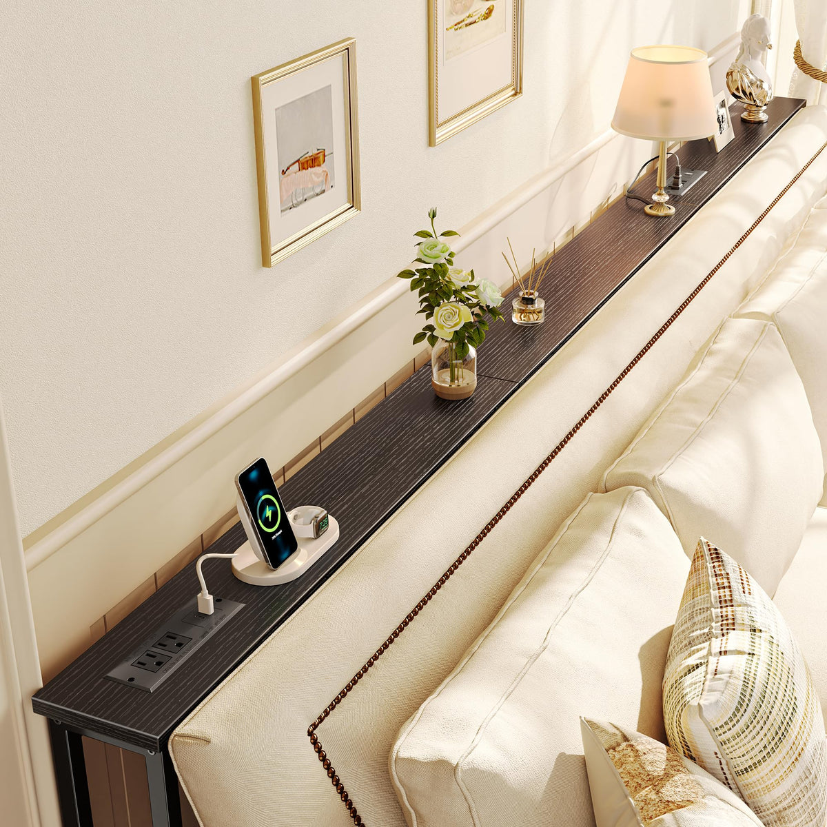SUPERJARE narrow console table fits between sofa and wall