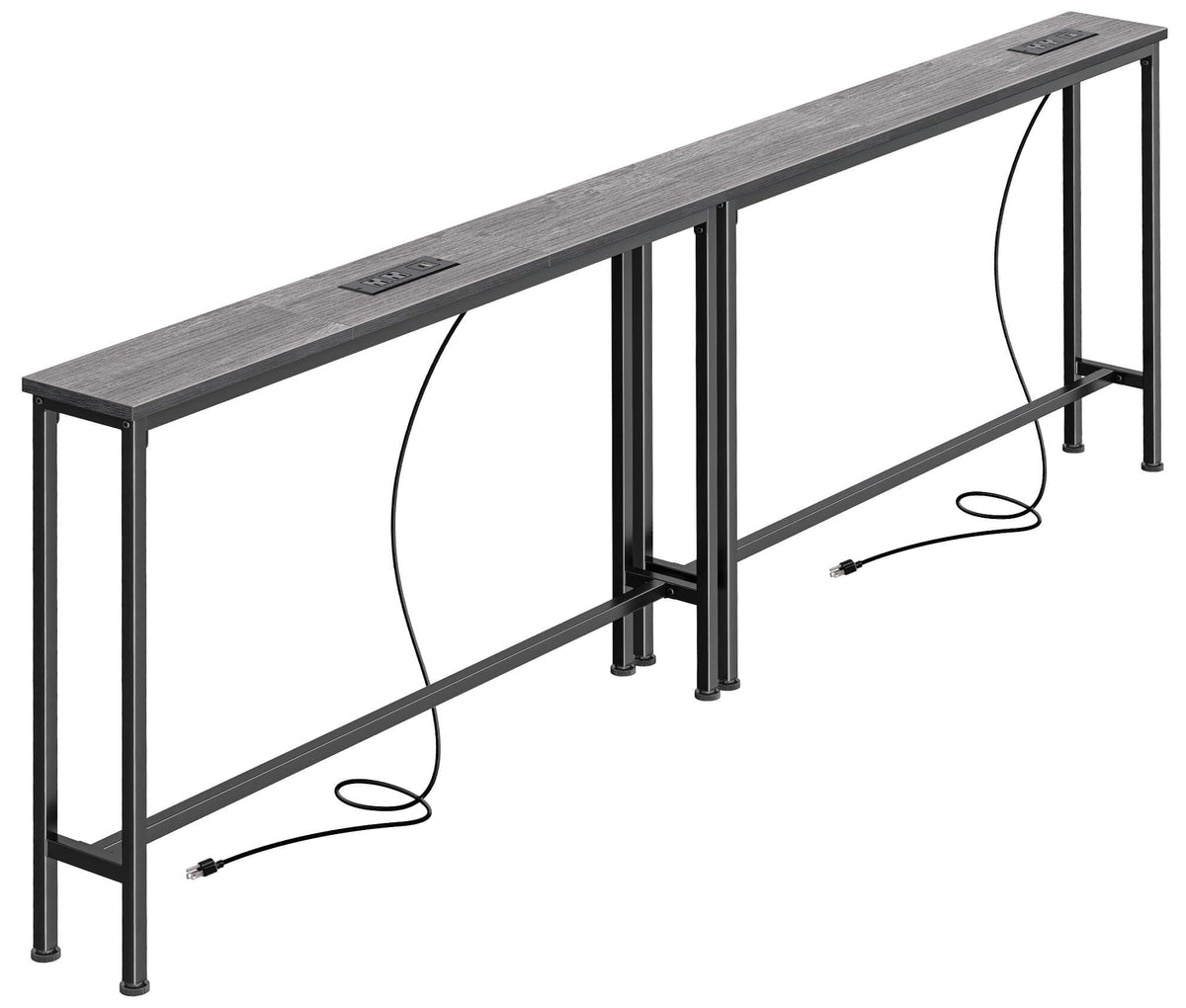 SuperJARE narrow console table with outlet seen from side view for convenient charging.