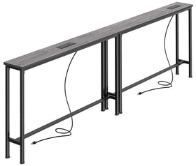 SuperJARE narrow console table with outlet seen from side view for convenient charging.