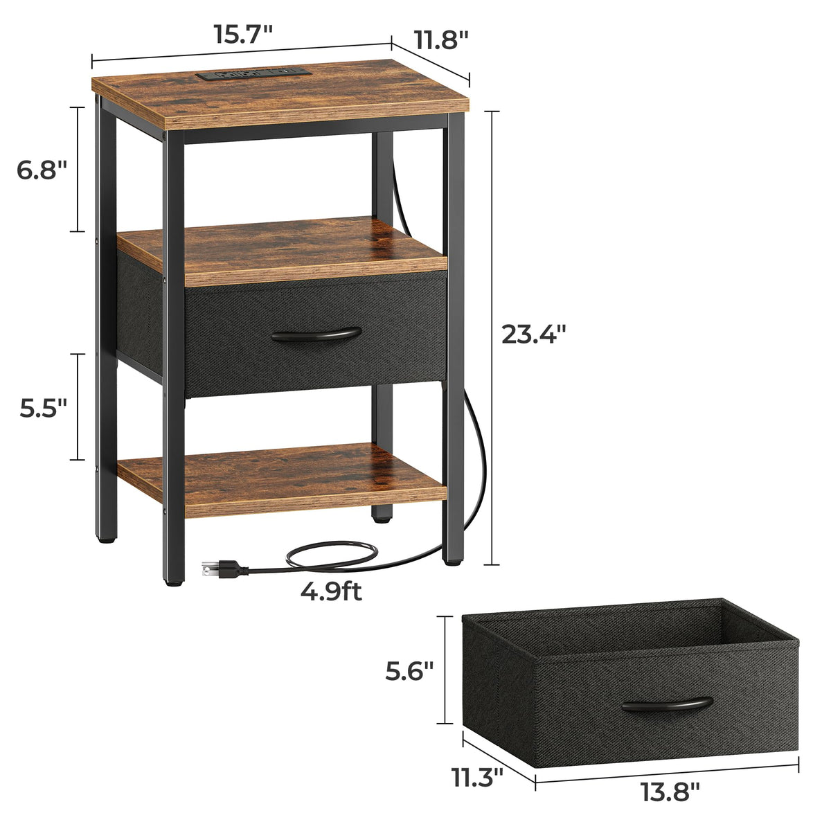 Adjustable feet ensure stability on uneven floors beside the bed.