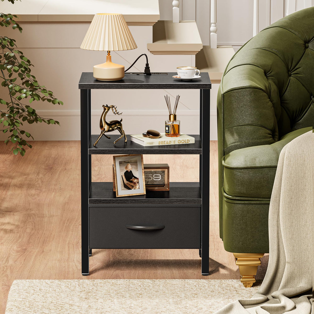 SUPERJARE nightstand ideal for both bedroom and living room use.