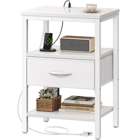 SUPERJARE nightstand with charger station for bedside charging convenience