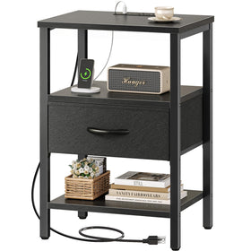 SUPERJARE nightstand with charging station keeps devices powered by the bedside.