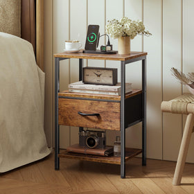 SUPERJARE nightstand fabric drawer installation options up or down for storage height