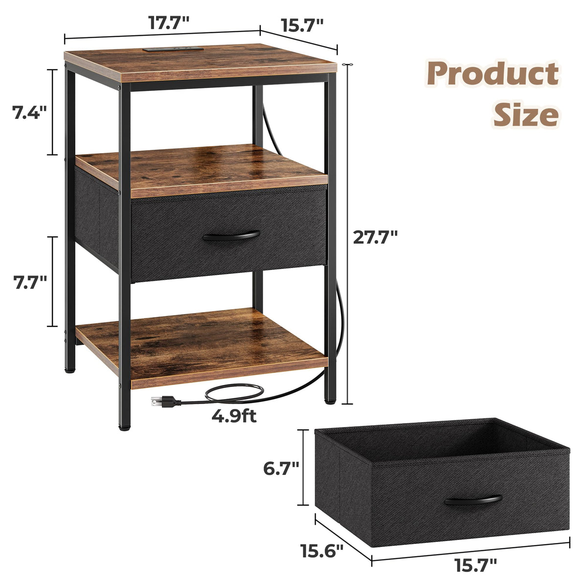 Superjare nightstand drawer space organizes bedtime essentials neatly.