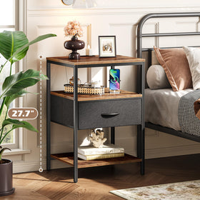 Superjare nightstand fabric drawer closeup shows soft storage.