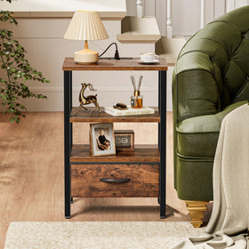 SUPERJARE nightstand side view illustrating adjustable feet on an uneven floor