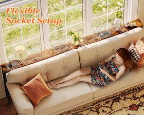 Rustic brown finish adds warm, modern style to living spaces.