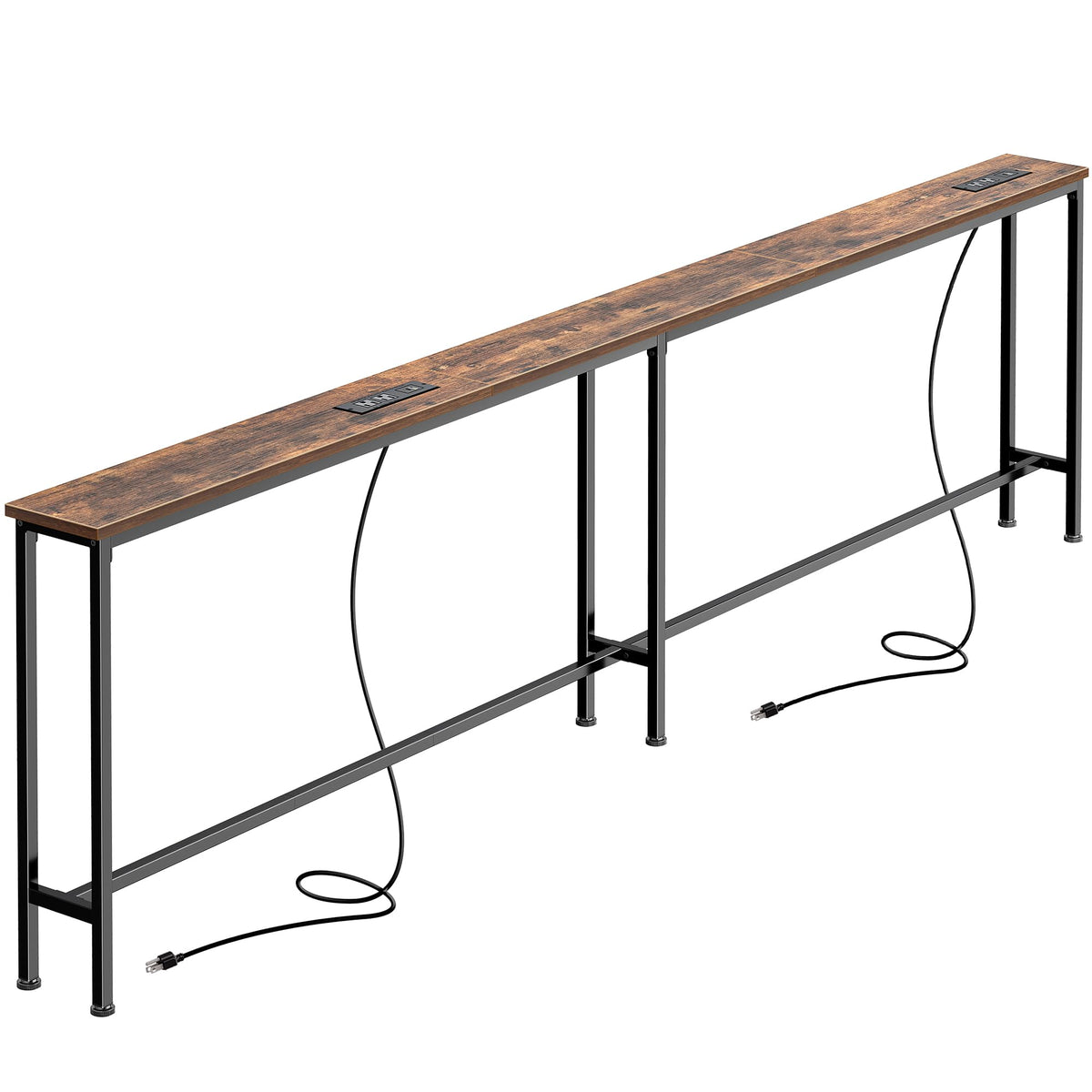 SUPERJARE sofa table with power outlets and USB-C ports for convenient charging.