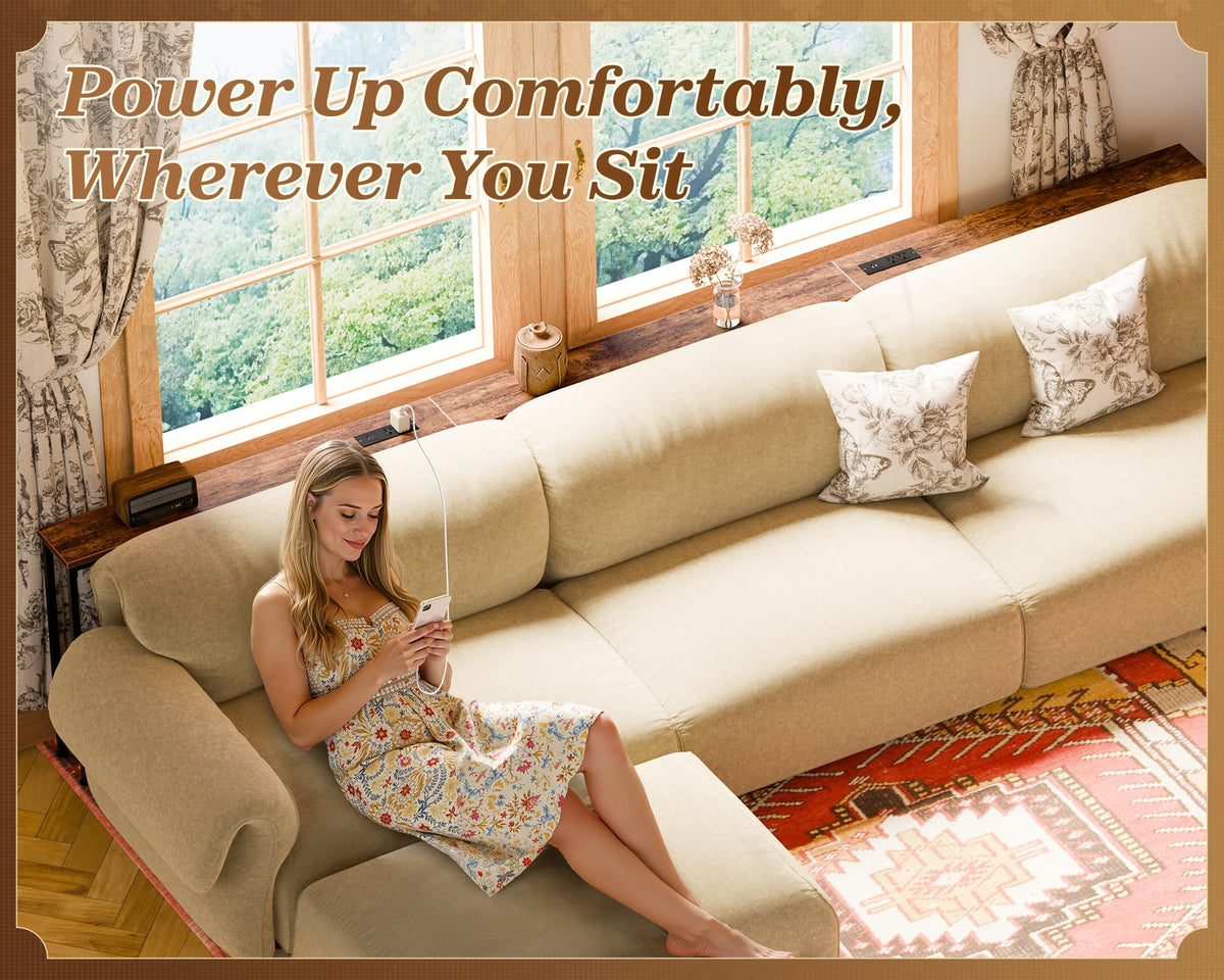 Tabletop storage space for remotes and mugs within reach.