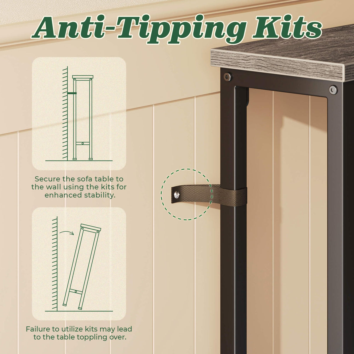 SuperJARE wall attachment and adjustable feet improve stability on uneven floors.