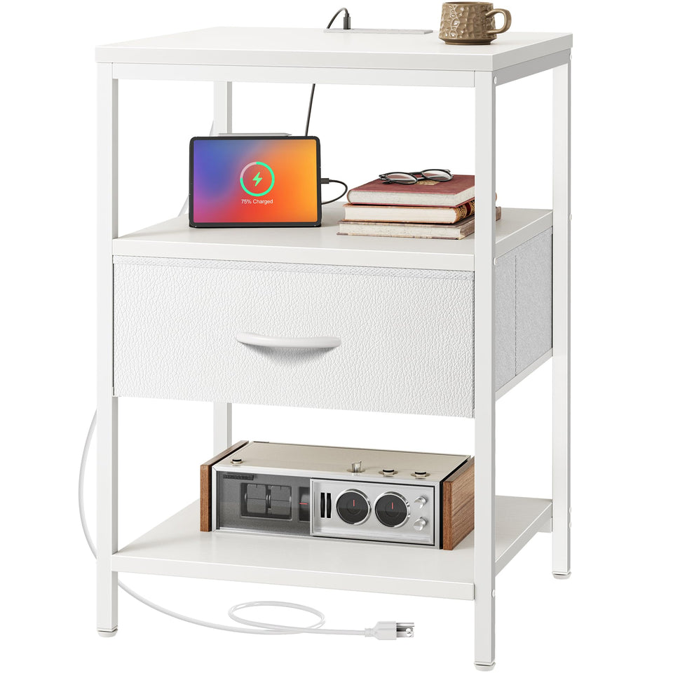 SUPERJARE nightstand charging station with USB and outlets for bedside power.