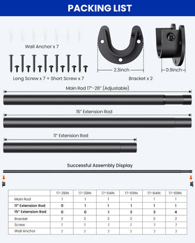 Supforce adjustable length from 17 to 99 inches for custom sizing