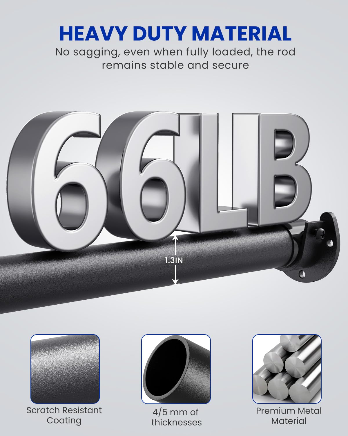 Supforce 66 lbs load rating showing heavy-duty capacity for bulk wardrobes.