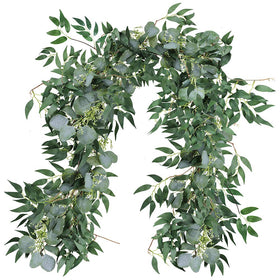 Supla mixed eucalyptus and willow garland arch decoration for elegant weddings.