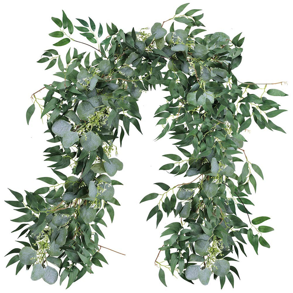 Supla mixed eucalyptus and willow garland arch decoration for elegant weddings.