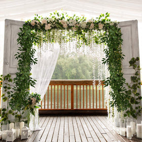 Supla wedding chair garland elevates pew decor with subtle greenery.