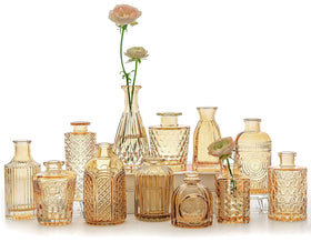 SUPMIND 12pc glass bud vase set amber adds vintage charm to centerpieces