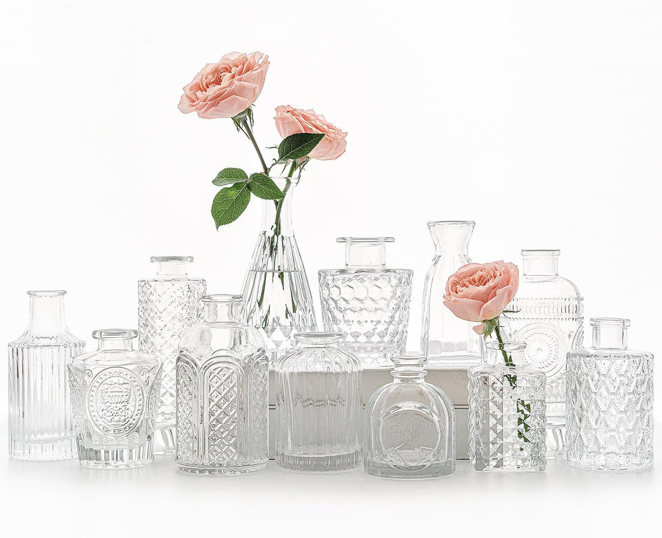 SUPMIND 12pc glass bud vase set for unified centerpiece decor